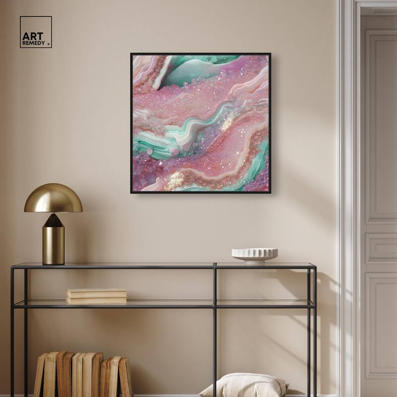 Pink and Mint Crystal III Canvas by Art Remedy