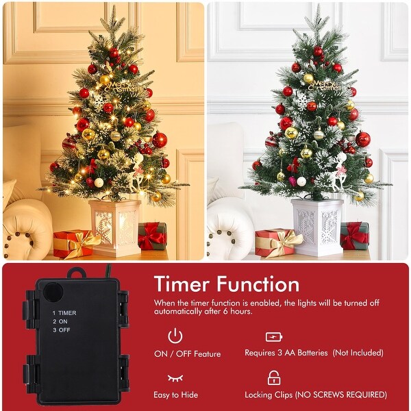 3 FT Christmas Tree Pre Lit Christmas Tree with 78 LED Lights Battery Powered Artificial Christmas Tree 21.7x21.7x36in On Sale Bed Bath Beyond 41673854