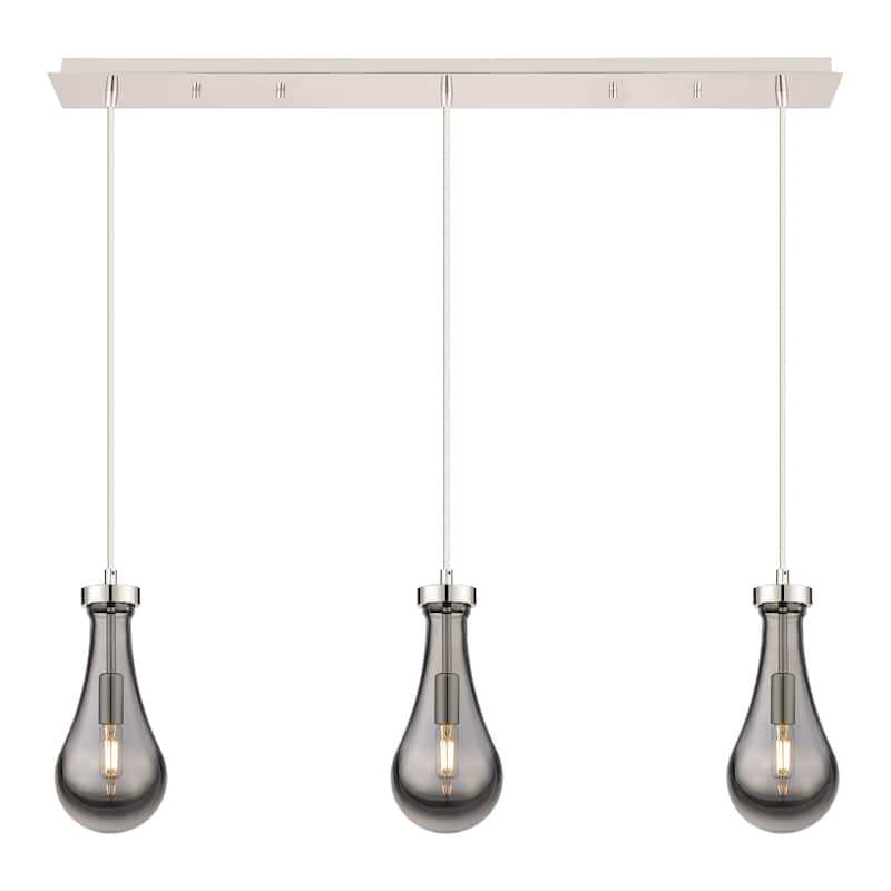 Innovations Lighting Owego - 3 Light 5" Cord Hung Linear Pendant. - Polished Nickel/Light Smoke