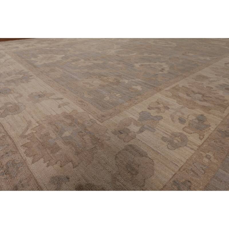 Gray Oushak Vegetable Dye Large Area Rug Handmade Wool Carpet - 10'4" x 13'10"