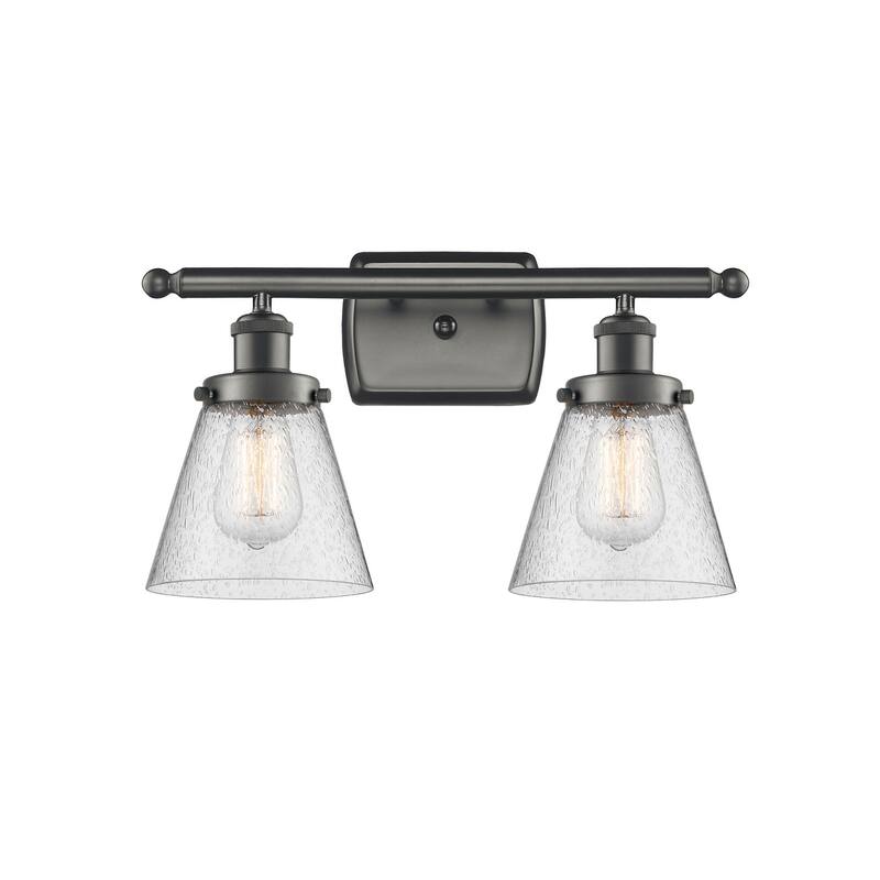 Innovations Lighting Small Cone 2 Light 16" Wide Vanity Light - Oil Rubbed Bronze / Seedy