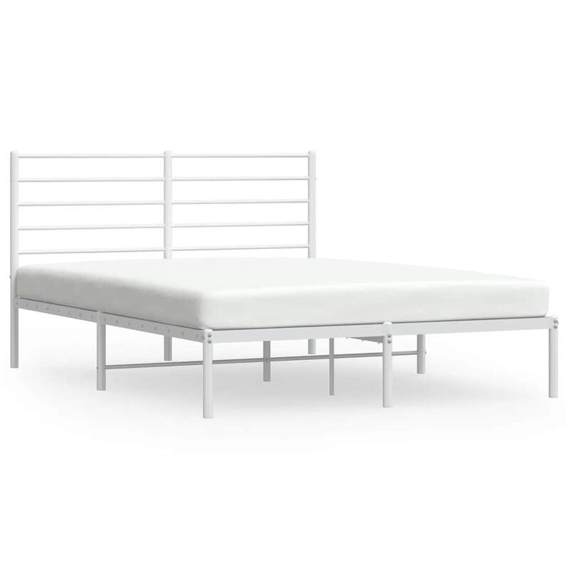 vidaXL Metal Bed Frame with Headboard, No Mattress