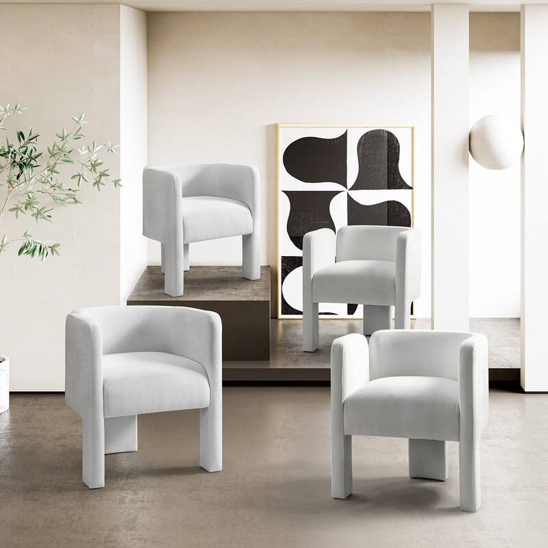 Friedrich Modern Left-facing Cutout Dining Chair with Three-legged Design Set Of 4 By HULALA HOME - Ivory