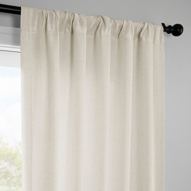 Exclusive Fabrics Farm Town Textured Faux Linen Semi Sheer Curtains (2 Panel) Window Curtains