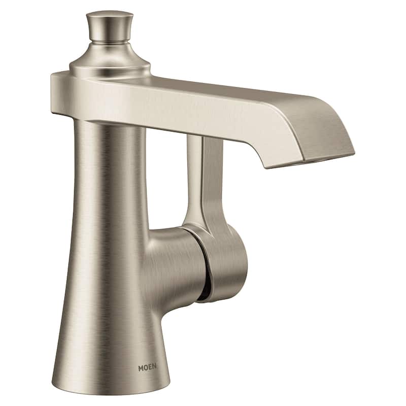 Moen Flara 1.2 GPM Single Hole Bathroom Faucet with Pop-Up Drain - Brushed Nickel