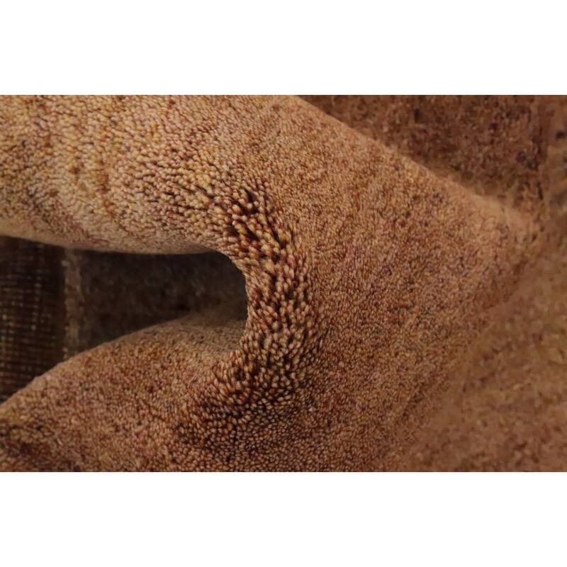 Hand Knotted Oriental 100% Wool Carpet Modern Solid Brown Gabbeh Area Rug - 7' 8'' X 5' 2''