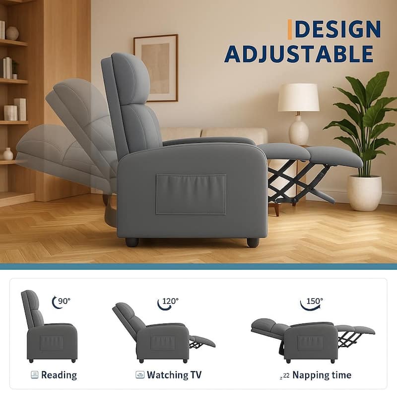Recliner Chair for Adults, with Side Pocket, Tall Back
