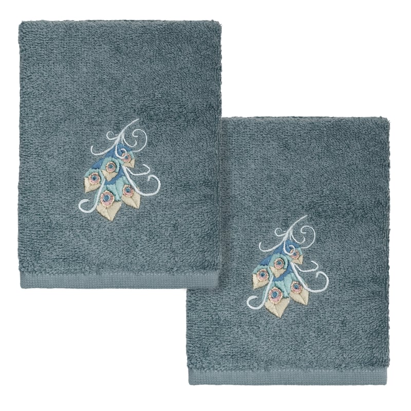 Authentic Hotel and Spa Turkish Cotton Penelope 2PC Washcloth Set - Teal
