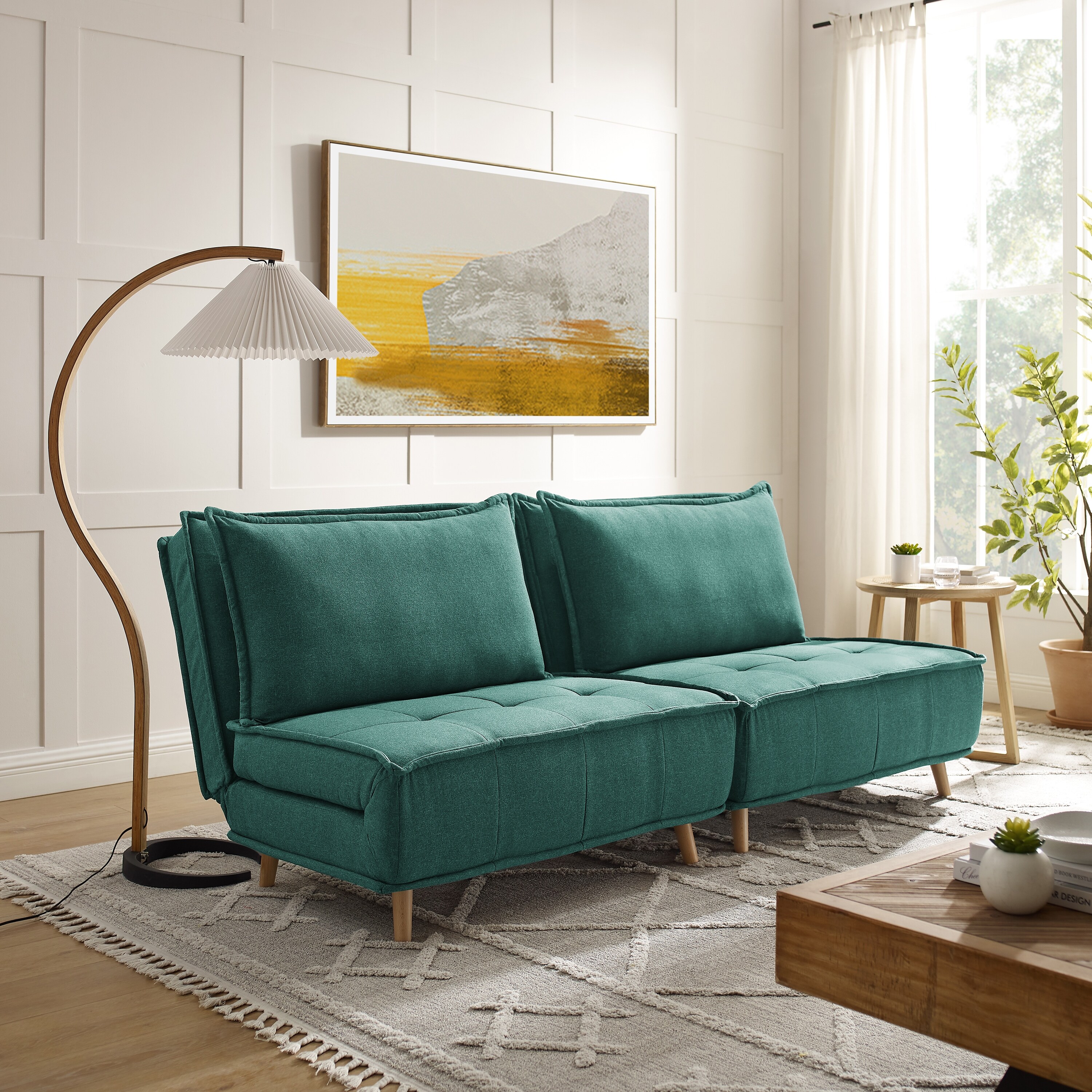 Art Leon Folding Convertible Futon Sleeper Sofa Chair Set of 2