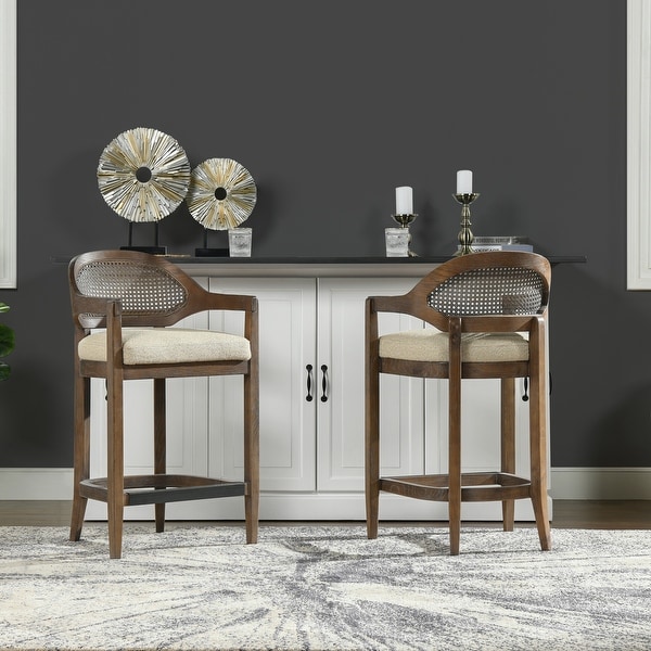 Americana Mid Century Modern Rattan Cane Back Counter and Bar Stool On Sale Bed Bath Beyond 34740873