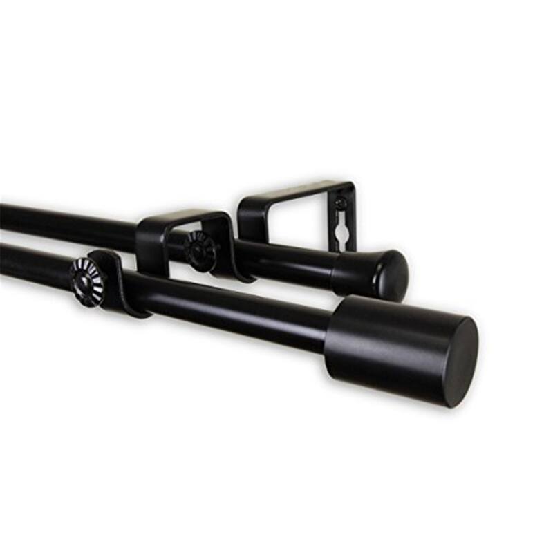 Decorative Double Curtain Rod Home Window Treatment Hardware Black Finish - 48