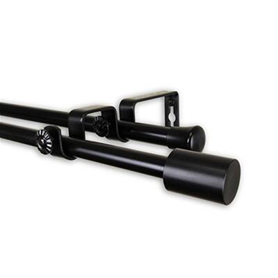 Decorative Double Curtain Rod Home Window Treatment Hardware Black Finish - 48