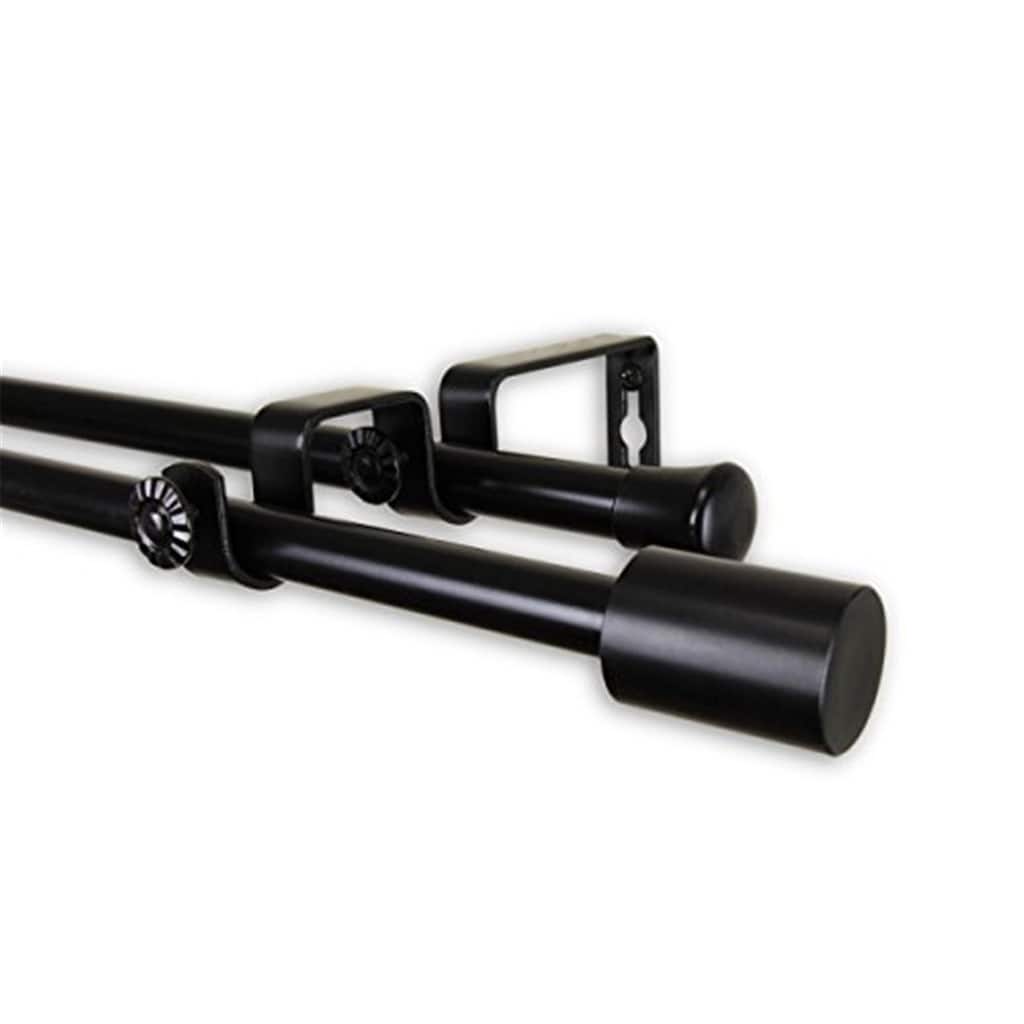 Decorative Double Curtain Rod Home Window Treatment Hardware Black Finish - 48
