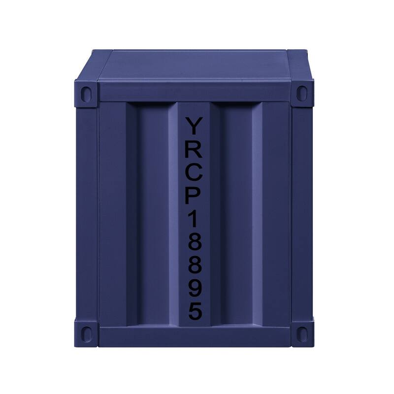Blue Finish 20 in. W Nightstand with Inbuilt Charging USB Port