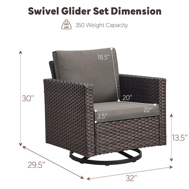 Pocassy Glider Chairs PE Wicker Swivel Chairs Set of 2