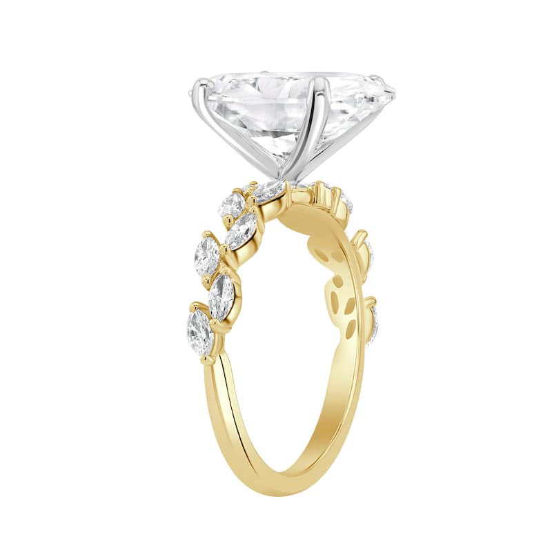 Auriya 14k Gold 6 1/2ctw Lab grown Oval Nature's Inspired Diamond Engagement Ring (E-F VS)