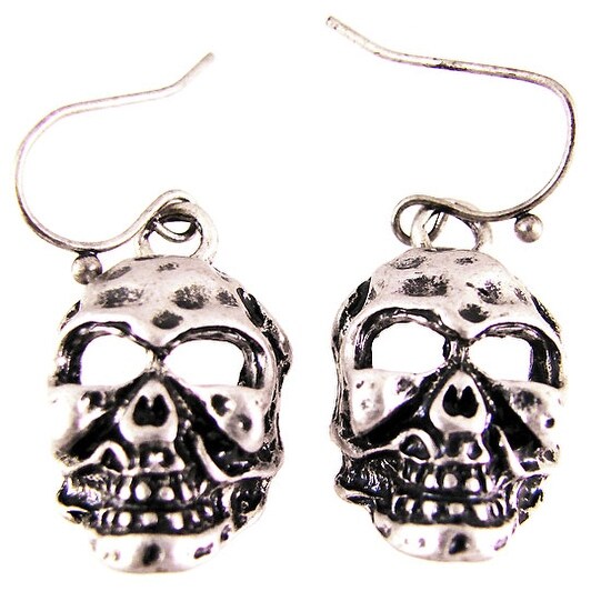 Shop Creepy Pewter Skull Dangle Earrings Evil - Free ...