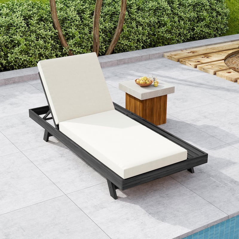 Christopher Knight Home - Arcola Modern Outdoor Acacia Wood 4-Position Adjustable Chaise Lounge with 4" Thick Cushion - 79"L