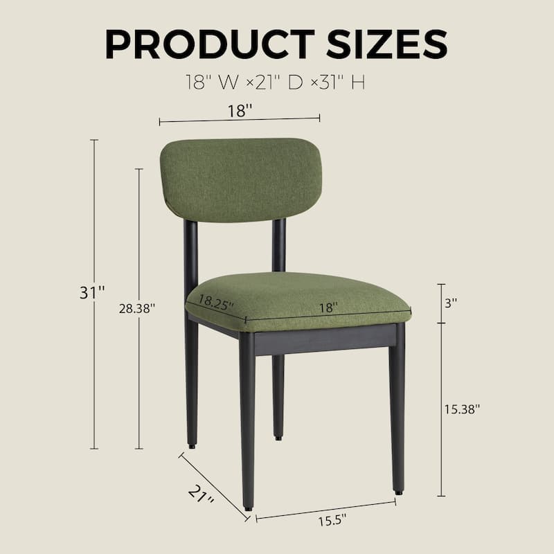Modern Upholstered Dining Chair with Solid Wood Legs Side Chair for Kitchen Dining Room Living Room (Set of 2)