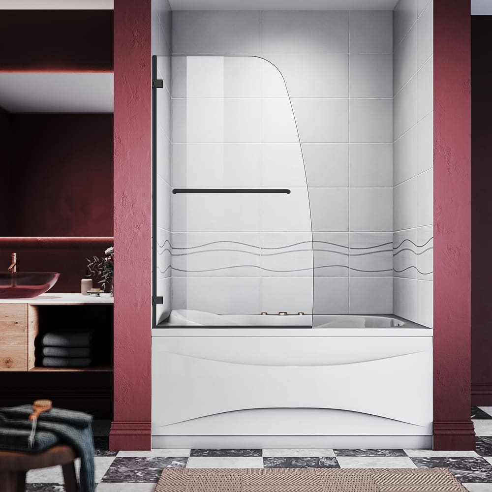 Elegant Tub Door Frameless Pivot Hinged Bathtub Glass Panel with Clear Tempered Glass Door for Bathtub