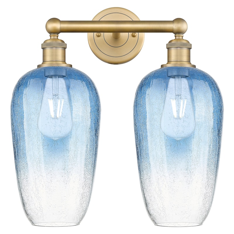 Innovations Lighting 616-2W-18-16 Brookhaven Flute Vanity Brookhaven - Brushed Brass / Sapphire Blue