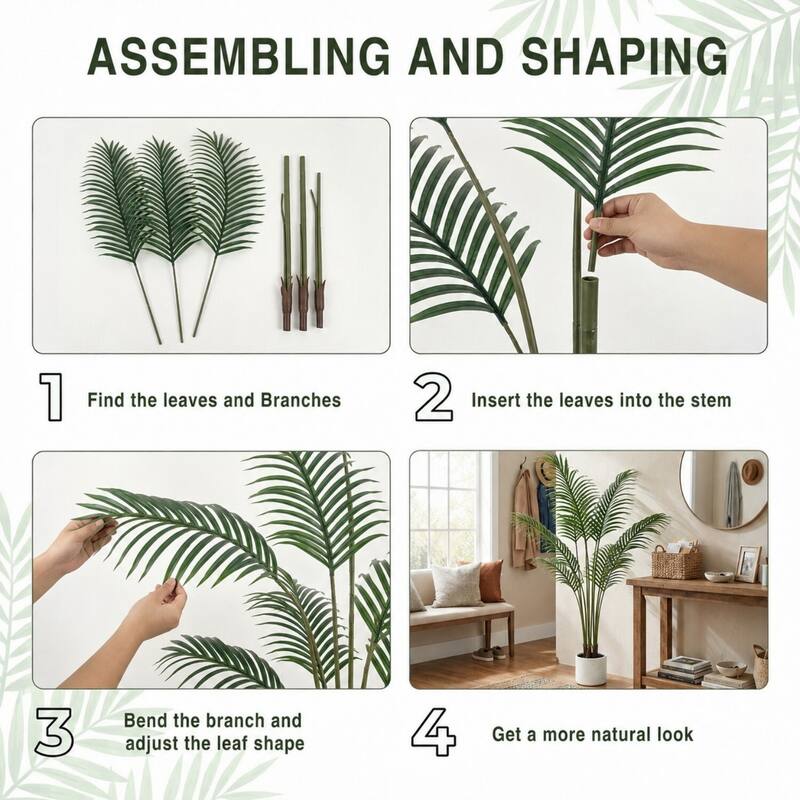 Artificial Plant Fake Tropical Palm Tree Potted