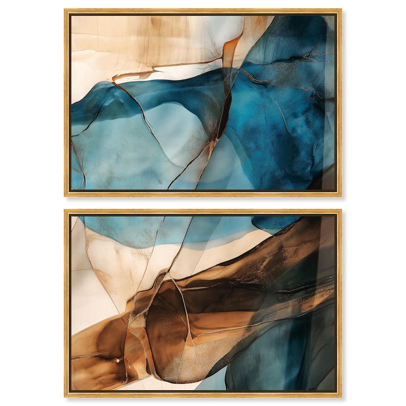 Glitch Aesthetic III Canvas Set of 2 by Art Remedy - 54" x 36" - Gold