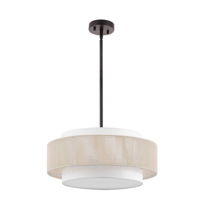 GetLedel 18" 4-Light Rope Drum Shaded Chandelier