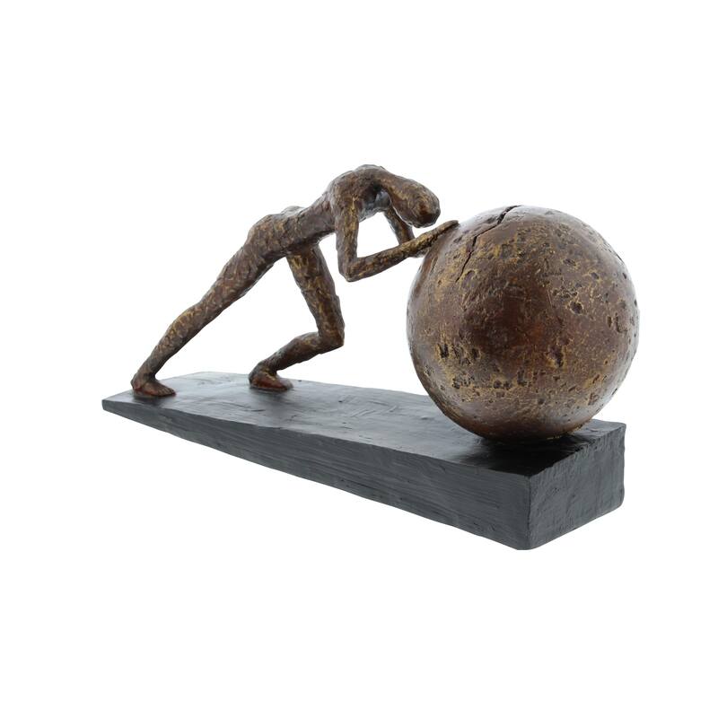 Polystone People Decorative Sculpture with Ball - Brown - Roche River Decor
