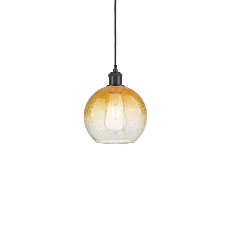 Innovations Lighting 516-1P-11-8 Brookhaven Globe Pendant Brookhaven - Matte Black / Amber