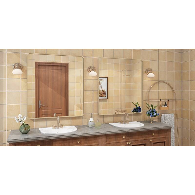 Modern Metal Frame Wall Mounted Bathroom Vanity Mirror