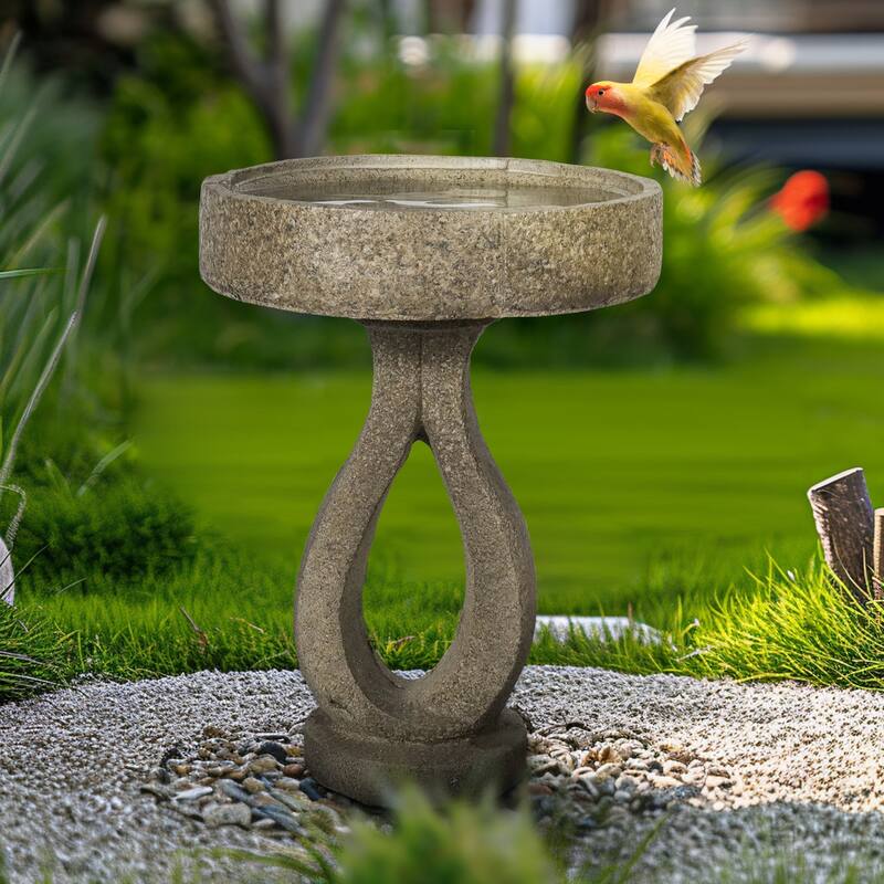 21.8" H Outdoor Concrete Bird Bath - Perfect for Adding Interest to Garden, Patio, Backyard, Porch and Deck