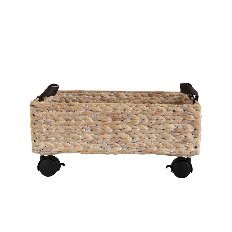 happimess 18.11" Handwoven Storage Bin with Wheels and Handles