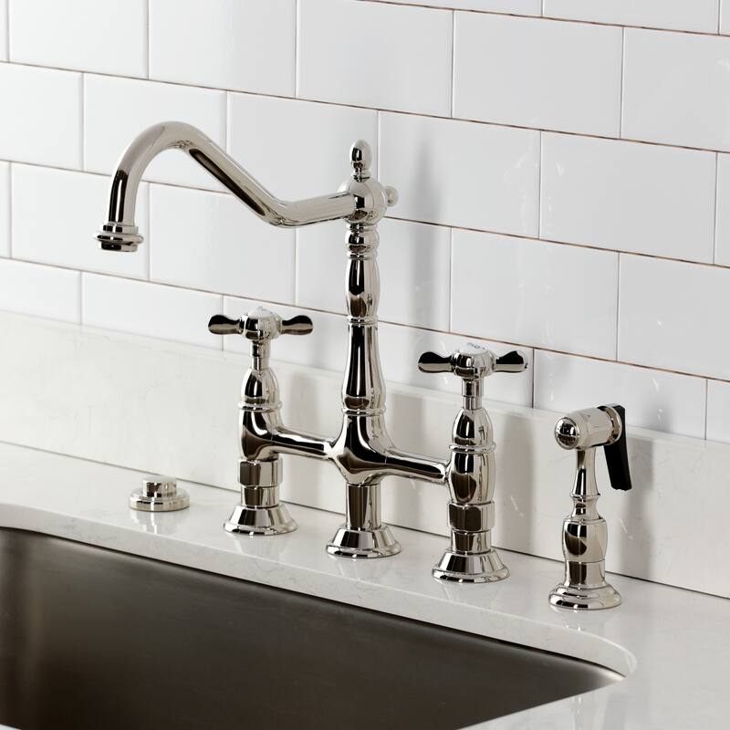 Kingston Brass Essex Bridge Kitchen Faucet with Brass Sprayer