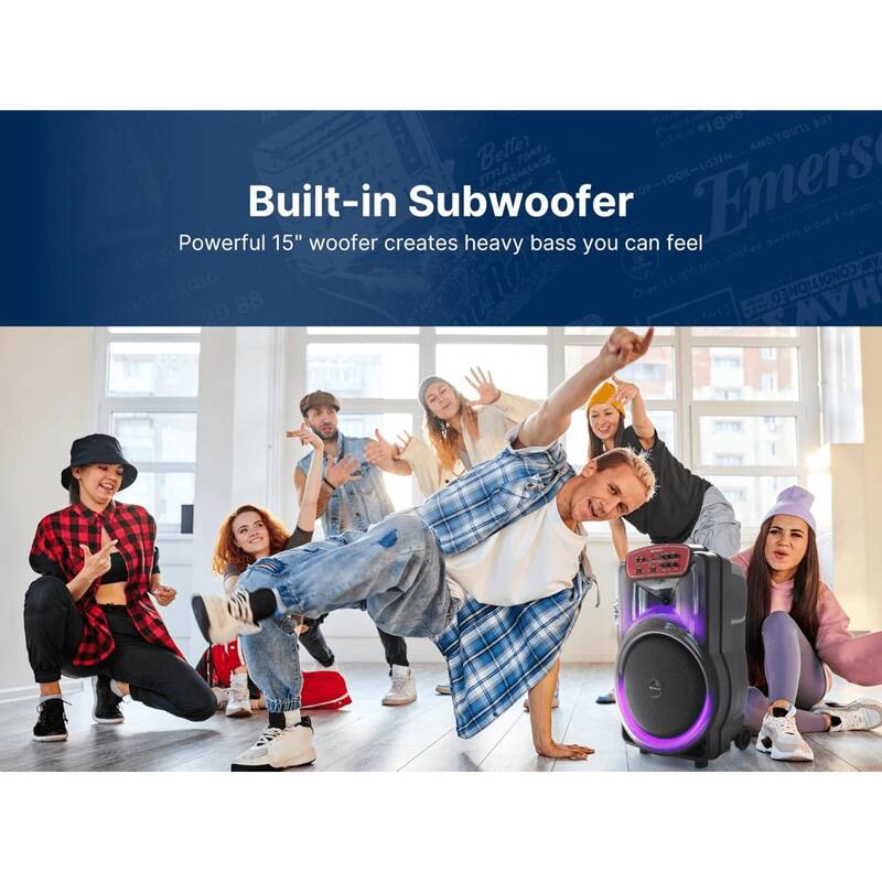 Emerson Portable Bluetooth 15" Party Speaker with Flame Lighting