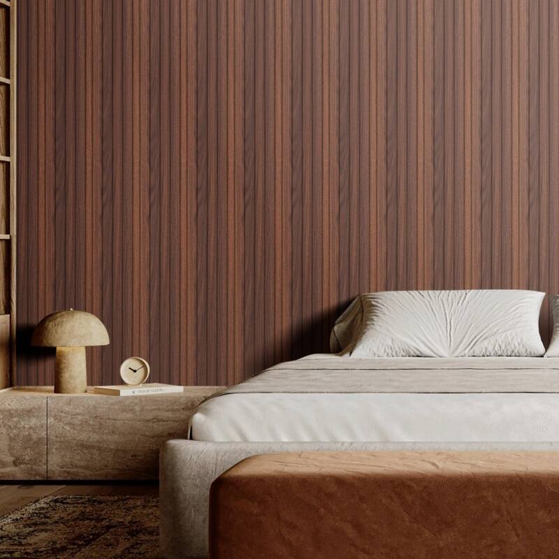 34.8 Sq Ft WPC Acoustic Wall Panels 8 Pieces Fire-Resistant Slat Design for Soundproof Room Decor - 96.5" x 6.5" x 0.35"