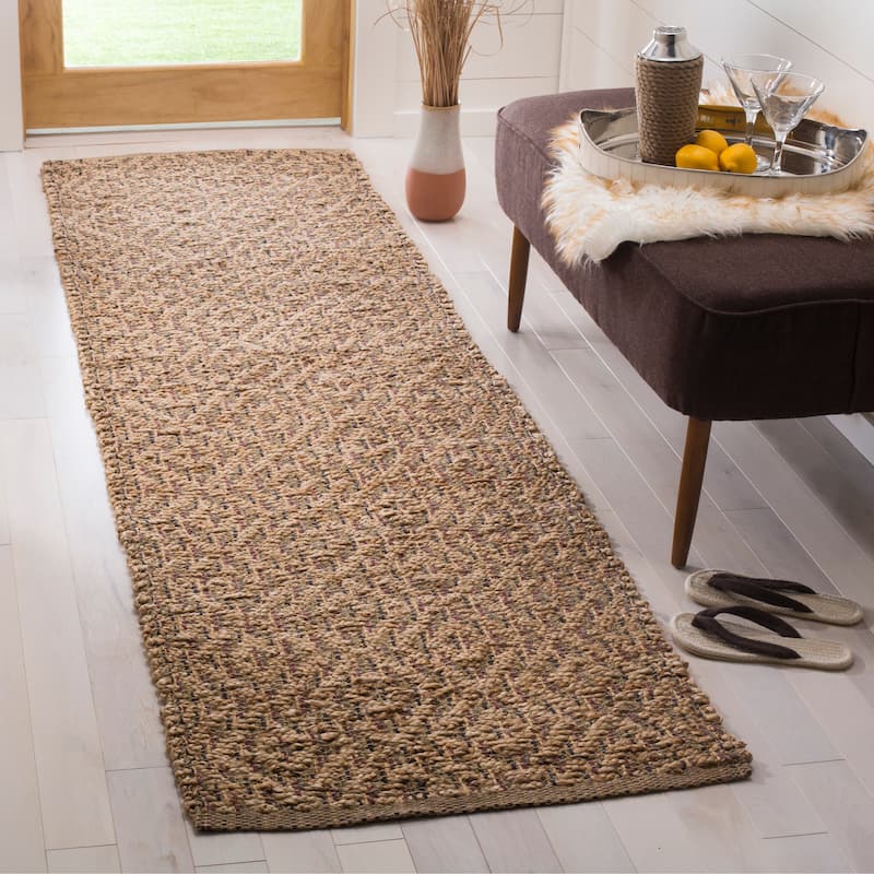 SAFAVIEH Handmade Natural Fiber Vilborg Jute Rug - 2'6" x 8' Runner - Natural/Red