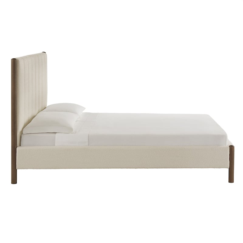 Eldra Cream Boucle Upholstered Platform Bed by iNSPIRE Q Modern