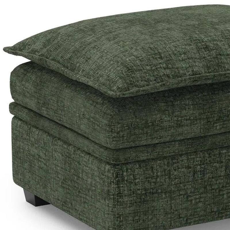 HomeRoots 30" Gray and Black Chenille Storage Ottoman