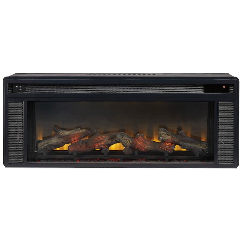 43 Inches Electric Fireplace Insert with Log Set Look, Black