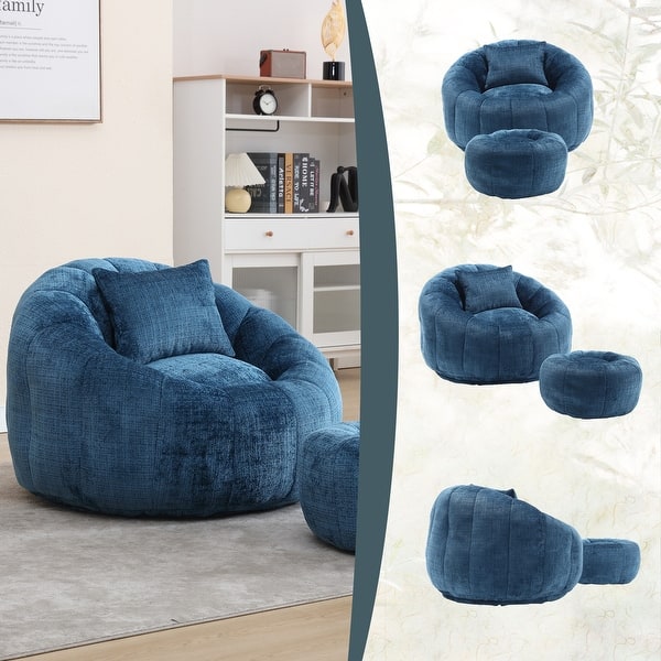 Memory Foam Filled Bean Bag Chair With Soft Removeable Cover W111442146