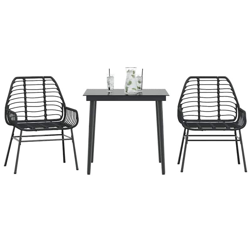 vidaXL Garden Dining Set Black - 31.5 x 31.5 x 29.1