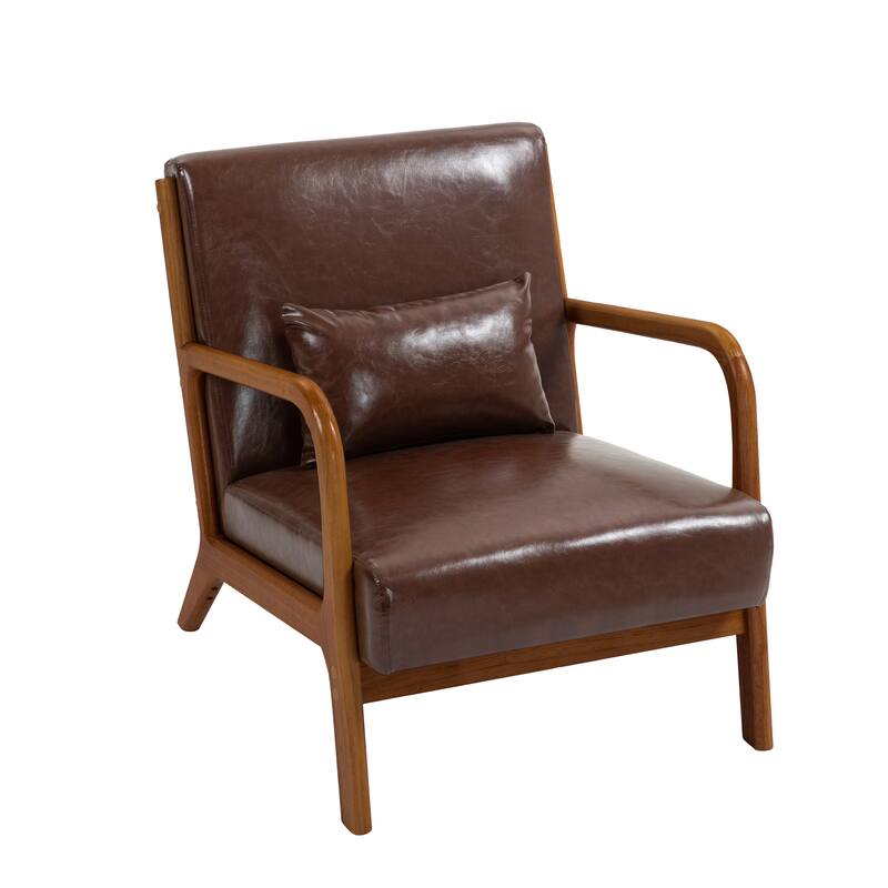 Mid-Century Modern Upholstered Accent Chair with Wood Frame