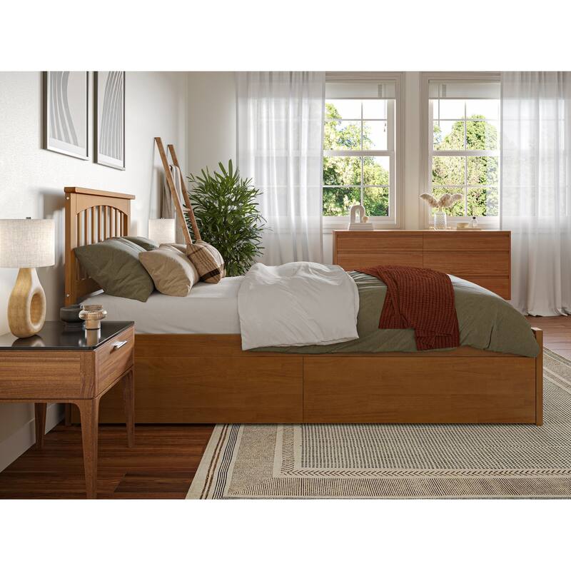 Mission Platform Bed with Footboard and Storage Drawers