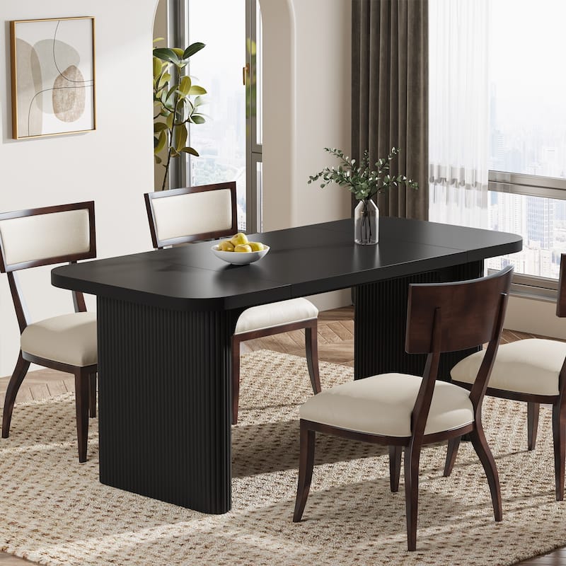 62'' Rectangular Dining Table for 4-6, Wooden Dinner Tables for Kitchen