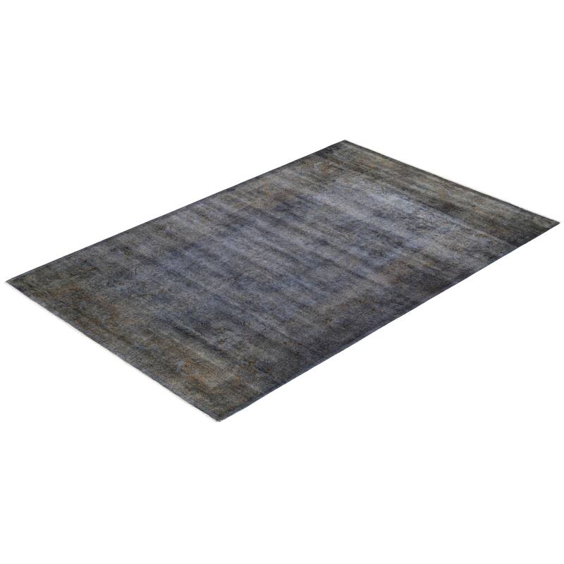 Overton Hand Knotted Wool Vintage Inspired Modern Contemporary Overdyed Gray Area Rug - 5' 3" x 8' 2"