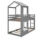 preview thumbnail 8 of 15, Modren Twin Over Twin Wood Bunk Bed With Roof,Window,Guardrail And Ladder