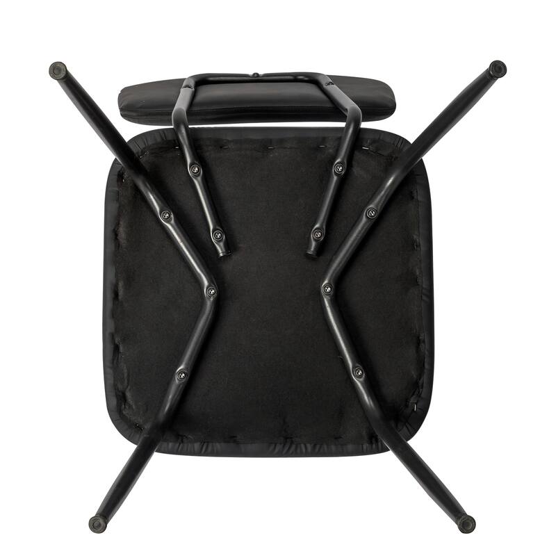 Black Iron Frame Padded Dining Chairs Set of 4 Modern Minimalist - 15.7 x 19.6 x 33.4 in