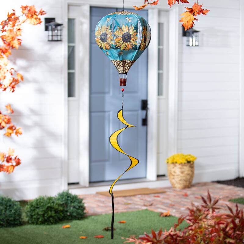 Welcome Friends Leopard Sunflower Burlap Balloon Spinner