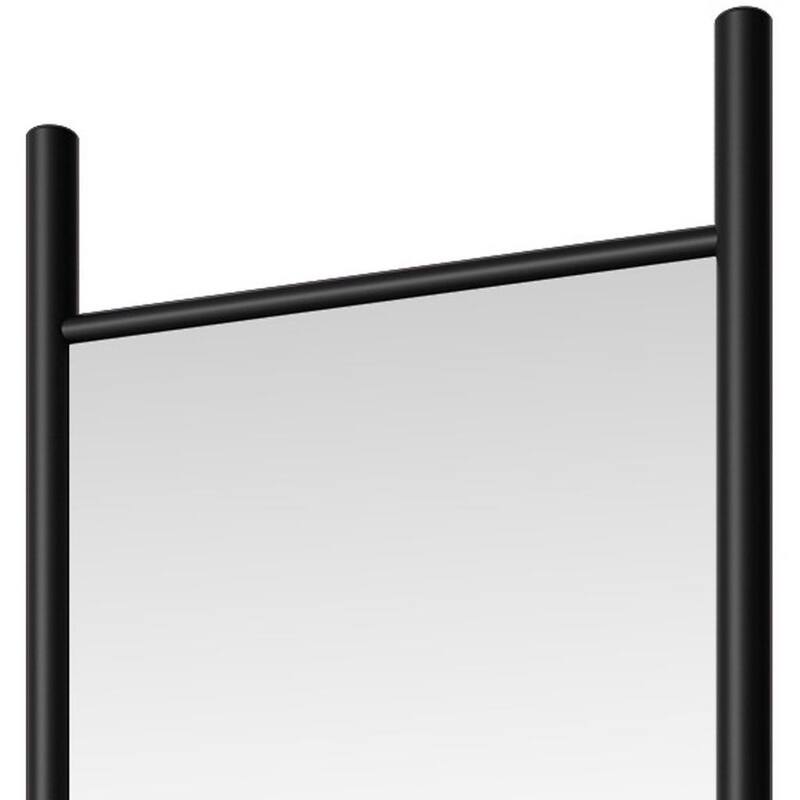 HomeRoots 63" Black Wood Leaning Ladder Framed Full Length Mirror - 23.62 in. x 62.99 in. x 1.18 in.